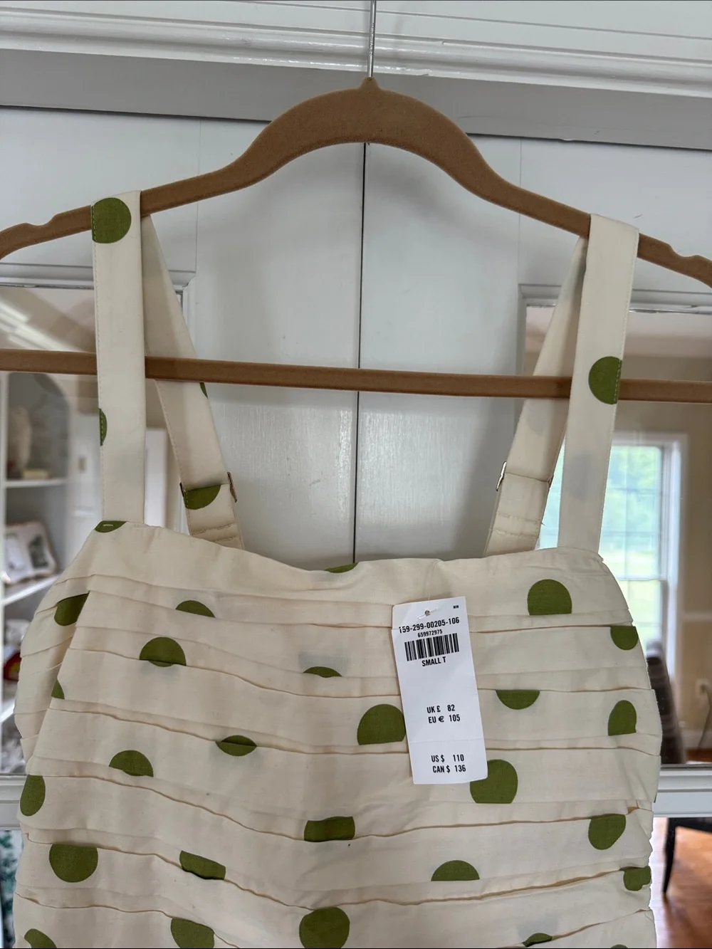 Abercrombie & Fitch Cream Sundress with Green Polka Dots